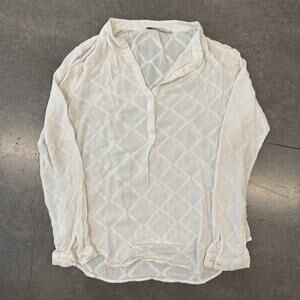Vintage Y2k 0039 Italy White Longsleeve Lightweight Blouse Medium